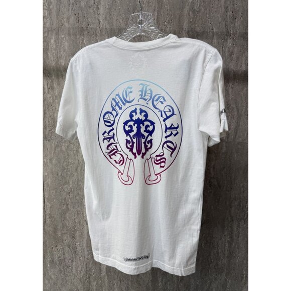 Chrome Hearts White T-Shirt With Pocket Logo & Gradient Back Print 100% Cotton U - Picture 2 of 15